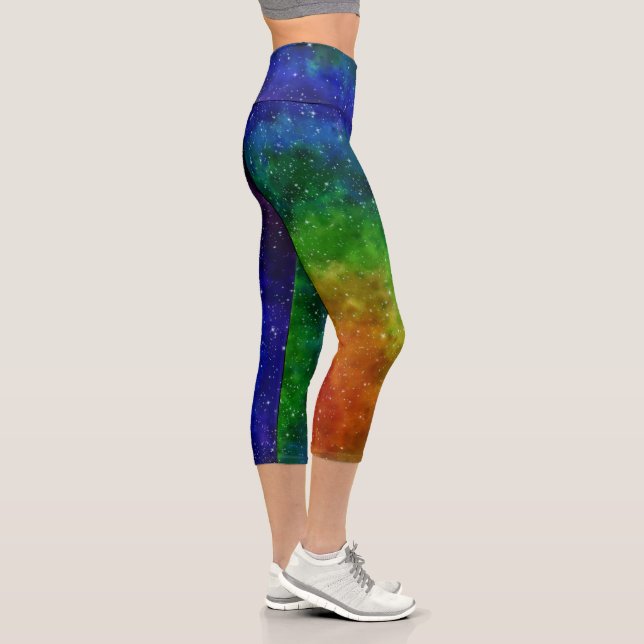 Helle Regenbogen Galaxy Capri Leggings (Rechts)