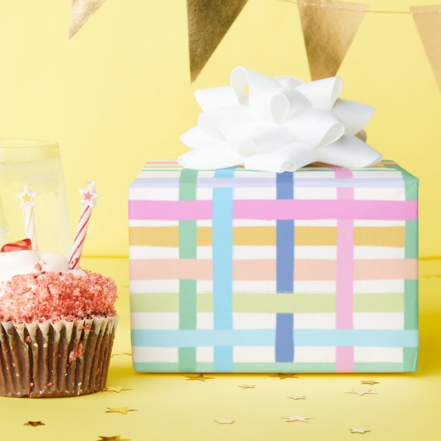 Helle Regenbogen-Karogiftverpackung - Farbintensiv Geschenkpapier (Geburtstagsparty)