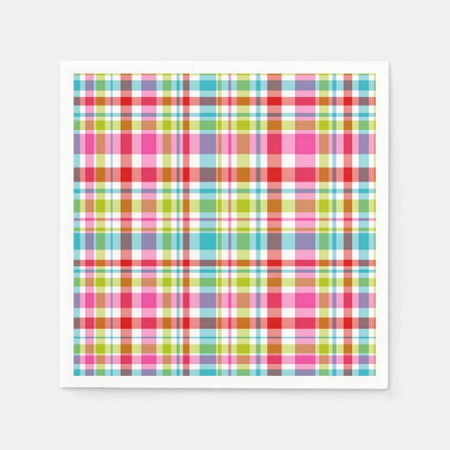 Helle Regenbogen-Karopattern-Papier Serviette (Vorderseite)