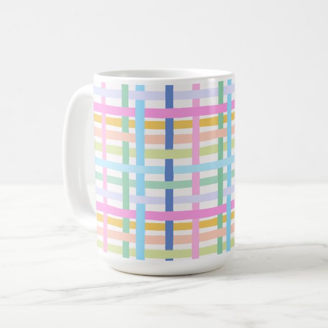 Helle Regenbogen-Karotaste Tasse - Farbige Pastell (Vorderseite Links)