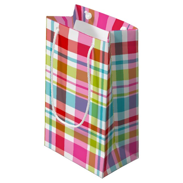 Helle Regenbogen-Karottemuster Kleine Geschenktüte (Vorderseite Schrägansicht)