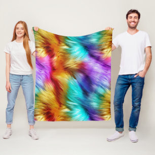 Helle Regenbogen-Kunstfelltextur Fleecedecke