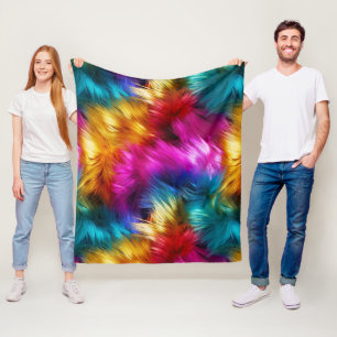 Helle Regenbogen-Kunstfelltextur Fleecedecke
