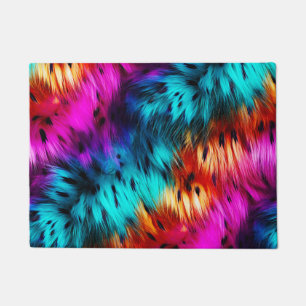 Helle Regenbogen-Kunstfelltextur Fußmatte