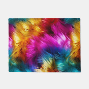 Helle Regenbogen-Kunstfelltextur Fußmatte