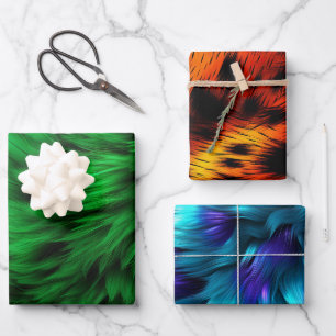 Helle Regenbogen-Kunstfelltextur Geschenkpapier Set