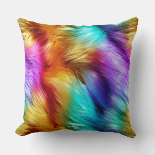 Helle Regenbogen-Kunstfelltextur Kissen