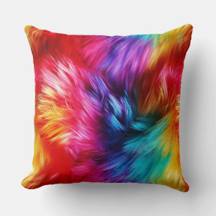Helle Regenbogen-Kunstfelltextur Kissen