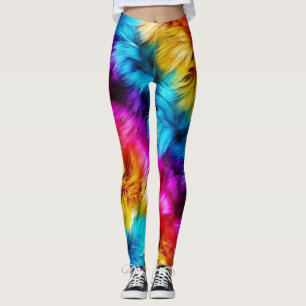 Helle Regenbogen-Kunstfelltextur Leggings
