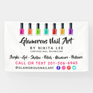 Helle Regenbogen-Nagellack-Kunst-Tech-Salon auf Be Banner