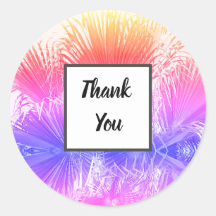 Helle Regenbogen-Palme Danke-Hochzeitsgeschenk-Auf Runder Aufkleber