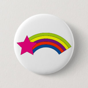 Helle Regenbogen- & rosa Stern-Farbenpracht Button