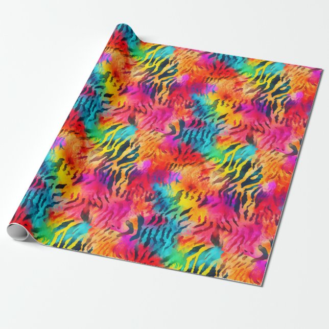 Helle Regenbogen-Tigerstreifen Geschenkpapier (Ungerollt)