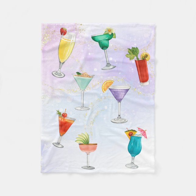 Helle Regenbogencocktail Sommergetränke feiern Fleecedecke (Vorderseite)