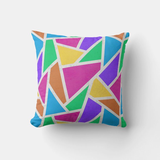 Helle Regenbogenfarben Mosaik Kissen (Vorderseite)