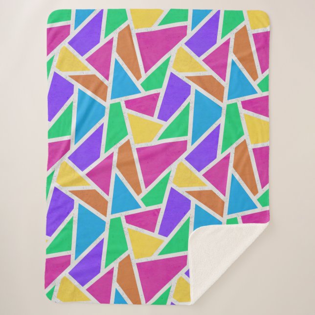 Helle Regenbogenfarben Mosaik Sherpadecke (Vorderseite)