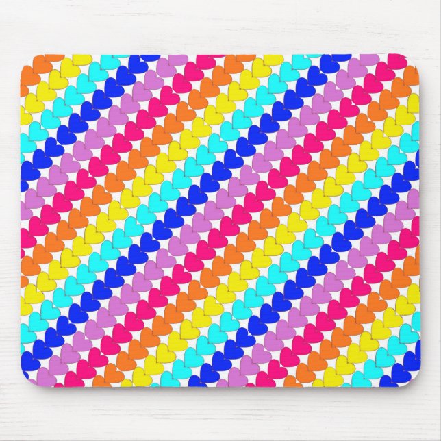 Helle Regenbogenherzen farbenfrohe Mousepad (Vorne)