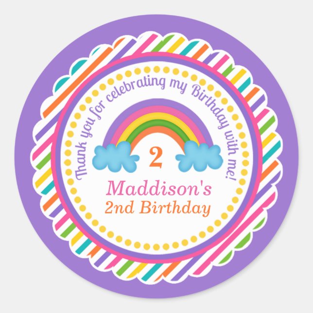 Helle Regenbogenkinder Mädchen Geburtstagsticker b Runder Aufkleber (Vorderseite)