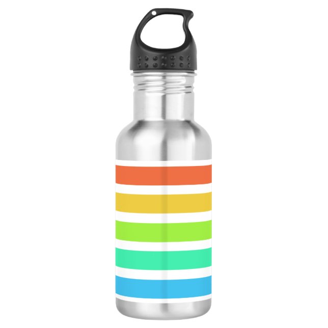Helle Regenbogenstreifen Edelstahlflasche (Vorderseite)