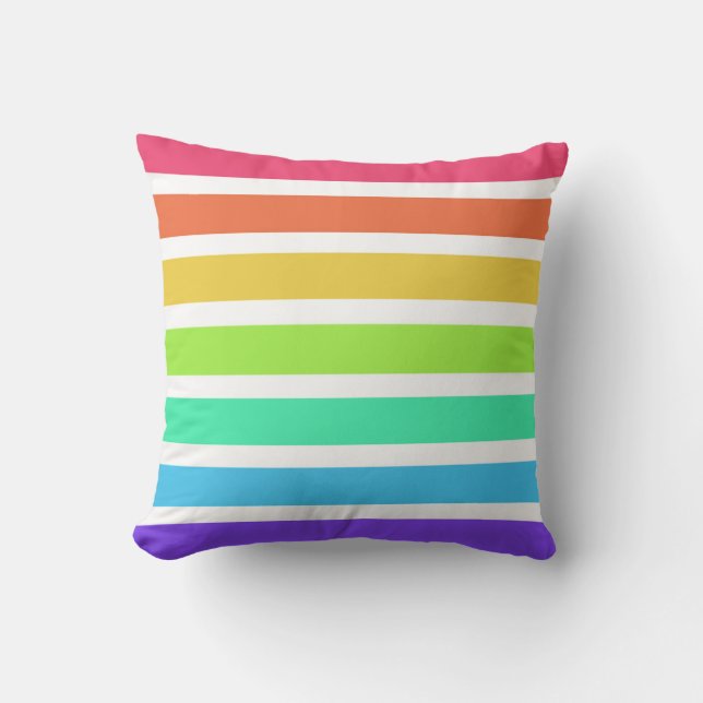 Helle Regenbogenstreifen Kissen (Vorderseite)