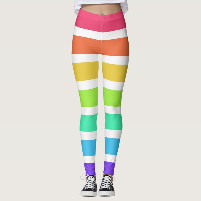 Helle Regenbogenstreifen Leggings (Vorderseite)
