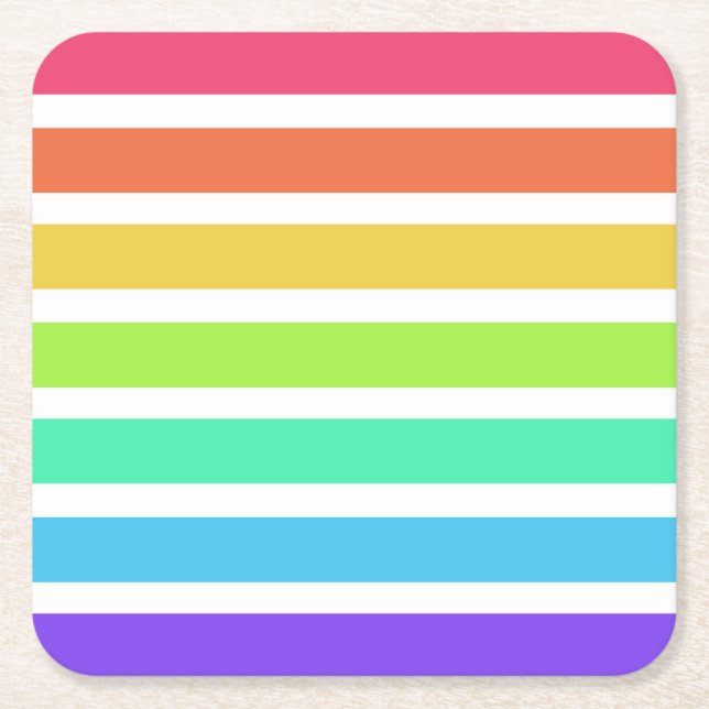 Helle Regenbogenstreifen Rechteckiger Pappuntersetzer (Vorderseite)