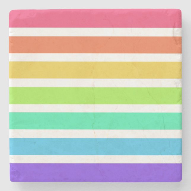 Helle Regenbogenstreifen Steinuntersetzer (Vorderseite)
