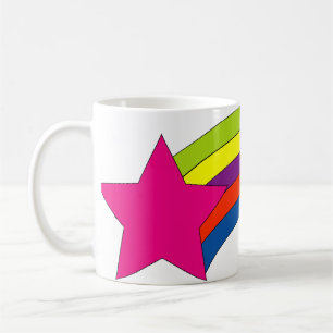 Helle Regenbogenstreifen und rosa Stern - farbenfr Tasse