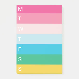 Helle Regenbogenstreifen wöchentlich zu verwenden Post-it Klebezettel