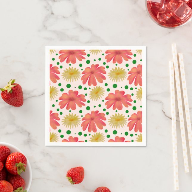 Helle Retro-Blumen-Nahtlos-Muster  Serviette (Beispiel)