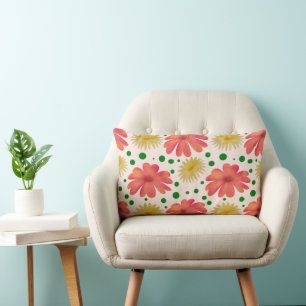 Helle Retro-Blumen-Nahtloses Muster  Lendenkissen