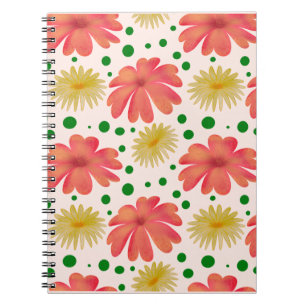 Helle Retro-Blumen-Nahtloses Muster Notizblock