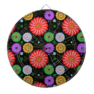 Helle Retro-Blumenmuster Farbige Volkskunst  Dartscheibe