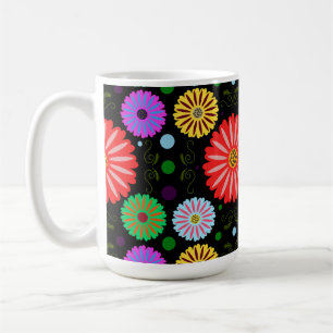 Helle Retro-Blumenmuster Farbige Volkskunst Kaffeetasse