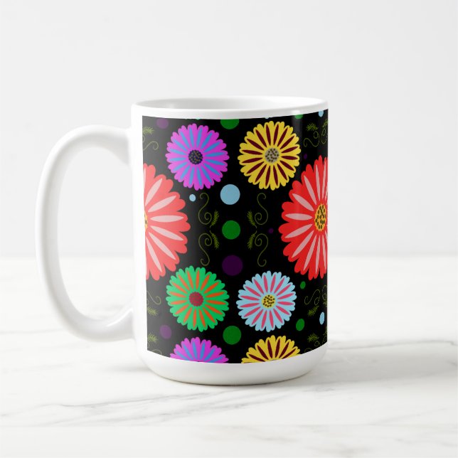 Helle Retro-Blumenmuster Farbige Volkskunst  Kaffeetasse (Links)