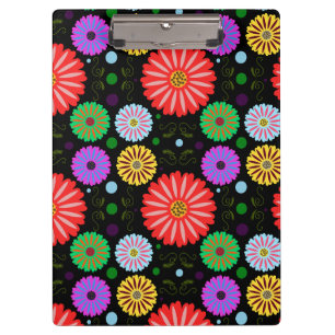 Helle Retro-Blumenmuster Farbige Volkskunst  Klemmbrett