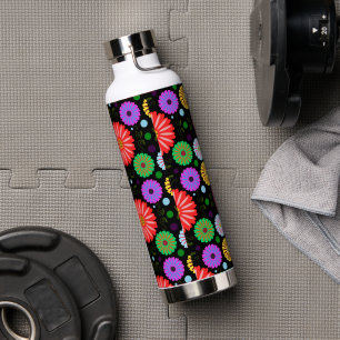 Helle Retro-Blumenmuster Farbige Volkskunst Trinkflasche