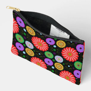 Helle Retro-Blumenmuster Farbige Volkskunst Zubehörtasche