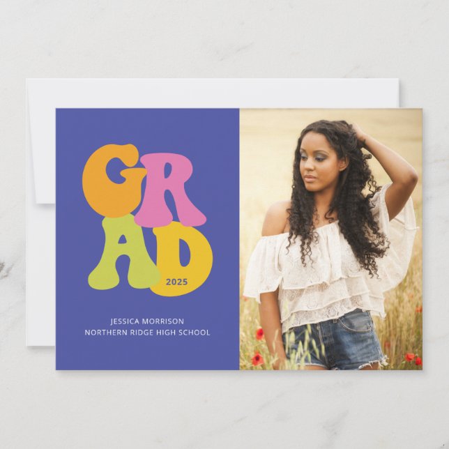 Helle Retro Design 2023 Foto Graduation Party Einladung (Vorderseite)