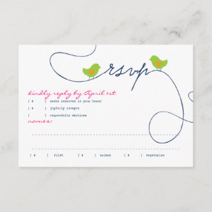 Helle Retro Love Birds Response Card RSVP Karte