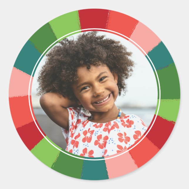 Helle Retro-Rainbow-Foto Runder Aufkleber (Vorderseite)