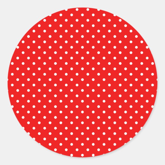 Helle Retro Rot und Weiß Polka Dot Blank Runder Aufkleber (Vorderseite)