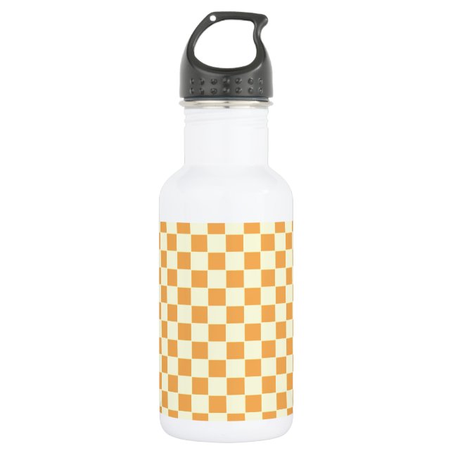 Helle Retro-Schachbrettgestaltung Edelstahlflasche (Vorderseite)