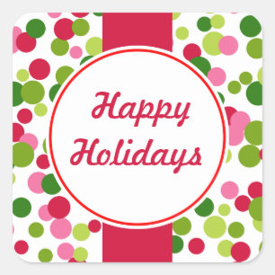 Helle Retro Weihnachtskleber Quadratischer Aufkleber