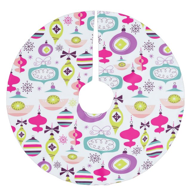 Helle Retro Weihnachtsverzierungen Polyester Weihnachtsbaumdecke (Vorderseite)