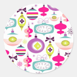 Helle Retro Weihnachtsverzierungen Runder Aufkleber