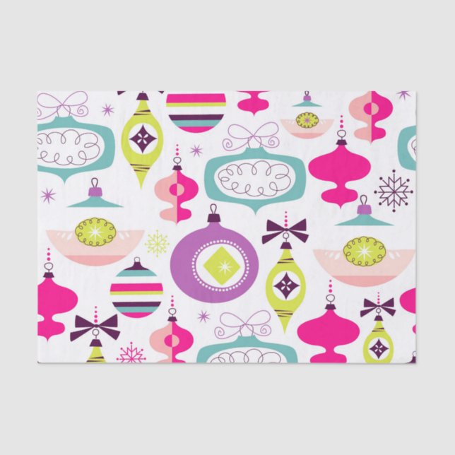 Helle Retro Weihnachtsverzierungen Seidenpapier (Vorderseite)