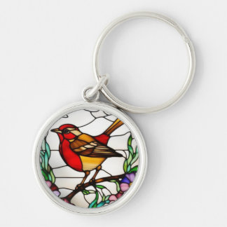 Helle Robin in Buntglas Schlüsselanhänger