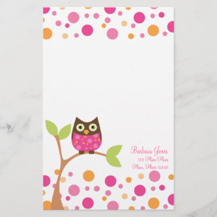 Helle rosa Baby-Eule Briefpapier