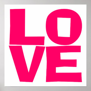 Helle rosa Block-Typografie Liebe Poster
